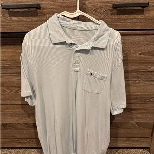 Vineyard Vines Men's Striped Polo in Light Blue